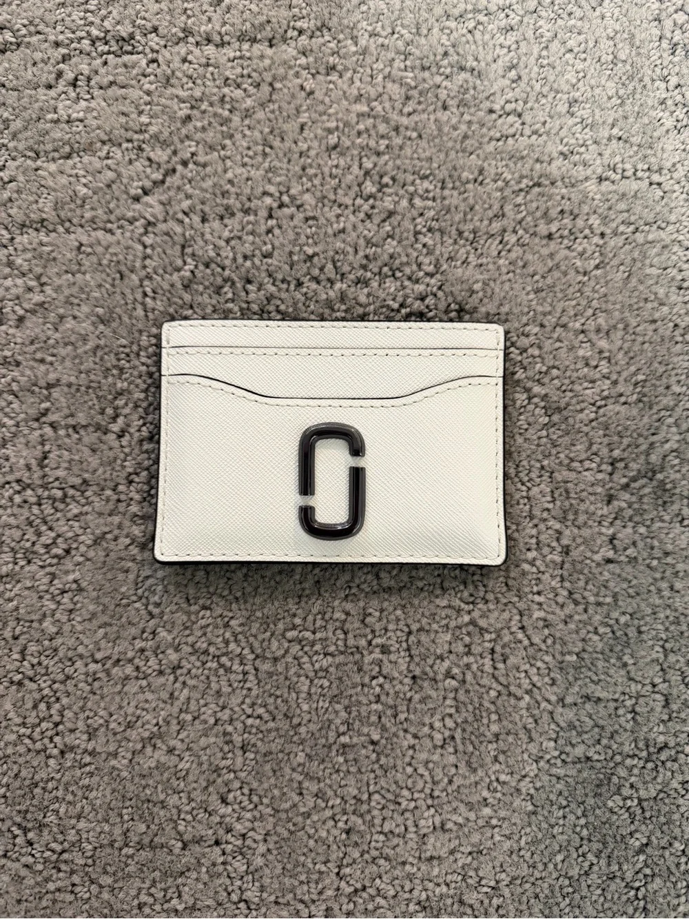 Marc Jacobs White & Black Leather Card Case with Double J Hardware